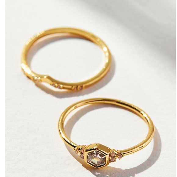 Anthropologie Hexagonal Crystal Ring Set✨ - Picture 8 of 11